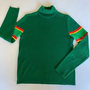 vintage 90s sportif rasta colors rib knit acrylic turtleneck sweater / large